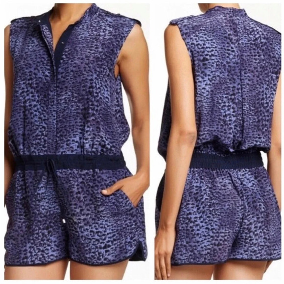 REBECCA TAYLOR ANIMAL PRINT SILK ROMPER - Picture 1 of 6